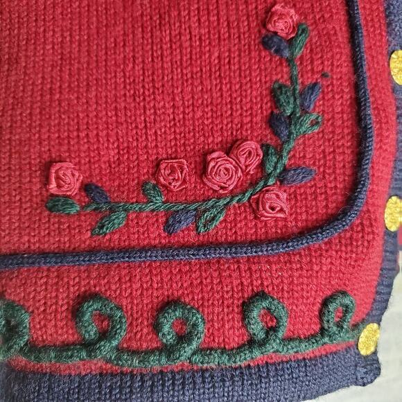 Vintage Pendleton Petite Maroon Knit Embroidered Floral Sweater Vest Sz M - Picture 2 of 8